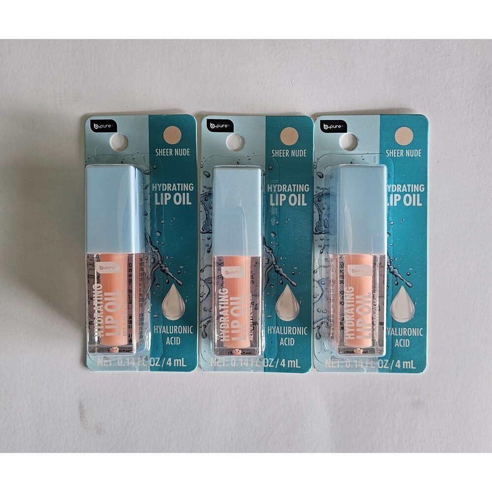 B Pure Hydrating Lip Oil Hyaluronic Acid Sheer Nude 0.14 Fl Oz